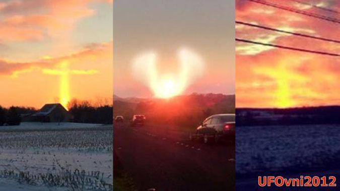 Xuất hiện vệt sáng hình thập tự giá và hình thiên sứ trên bầu trời Mỹ